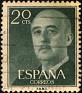 Spain - 1955 - General Franco - 20 CTS - Green - Dictator, Army General - Edifil 1145 - 0